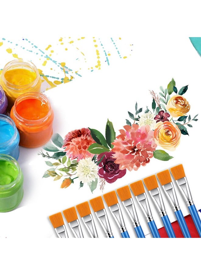 Prasacco 10 Pcs Flat Paint Brushes For Acrylic Painting 1 Inch Art Paint Brushes Artist Painting Brush For Acrylic Watercolor Oil Detail Painting  - Image 4