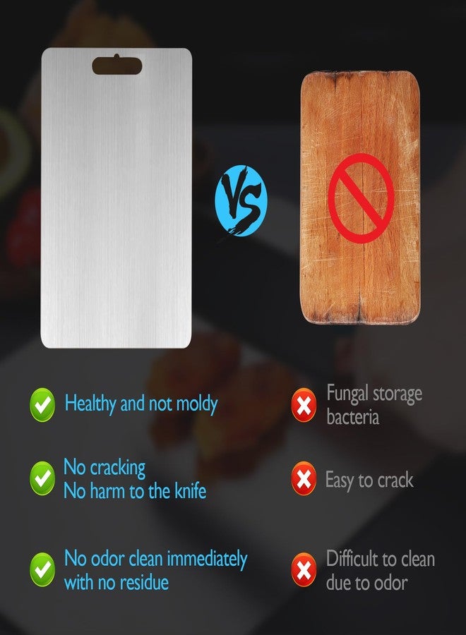 IGRARK Titanium Cutting Board, Cutting Boards For Kitchen, Double-Sided Food-Grade Titanium Cutting Board For Cutting Fruits, Meats and Vegetables (M) - Image 2