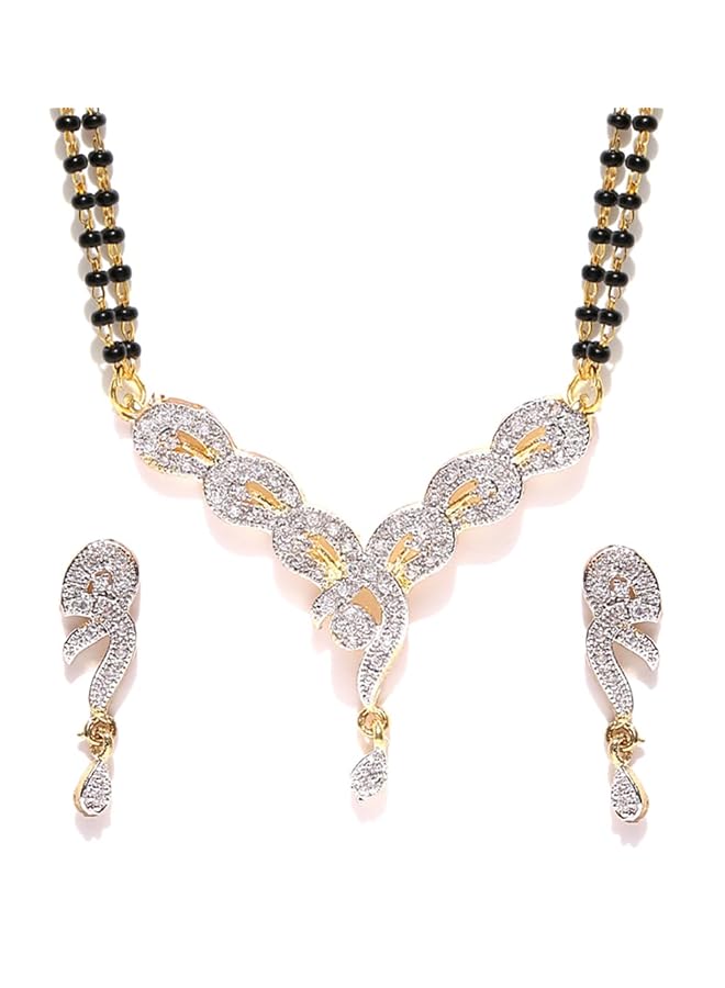 YouBella Latest Design Stylish Traditional Gold Plated And American Diamond Mangalsutra For Women Ybms_10006A - Image 1