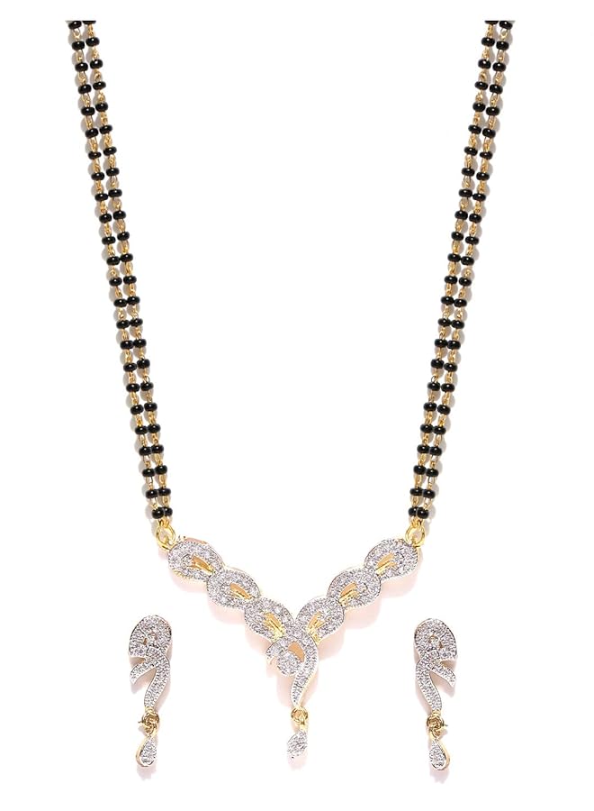 YouBella Latest Design Stylish Traditional Gold Plated And American Diamond Mangalsutra For Women Ybms_10006A - Image 3