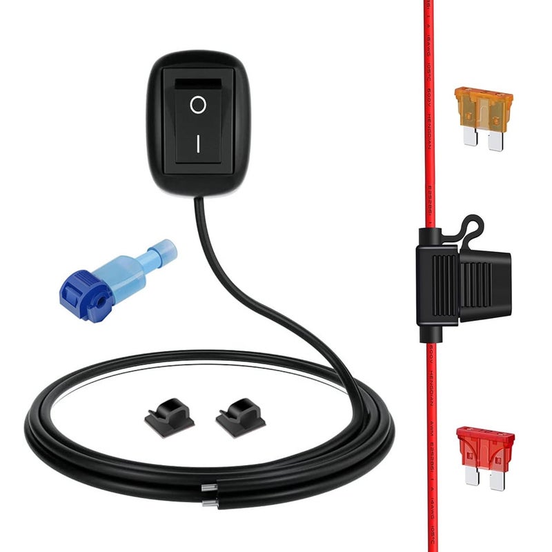 Gebildet 12V-220V/10A SPST Paste Type Button Switch with 1m Wire,Water Drop Shape Off/ON Switch with Fuse Holder for Fog Driving Lights,Neon Lights,LED Light Bar - Image 1
