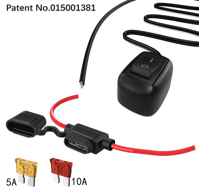 Gebildet 12V-220V/10A SPST Paste Type Button Switch with 1m Wire,Water Drop Shape Off/ON Switch with Fuse Holder for Fog Driving Lights,Neon Lights,LED Light Bar - Image 3