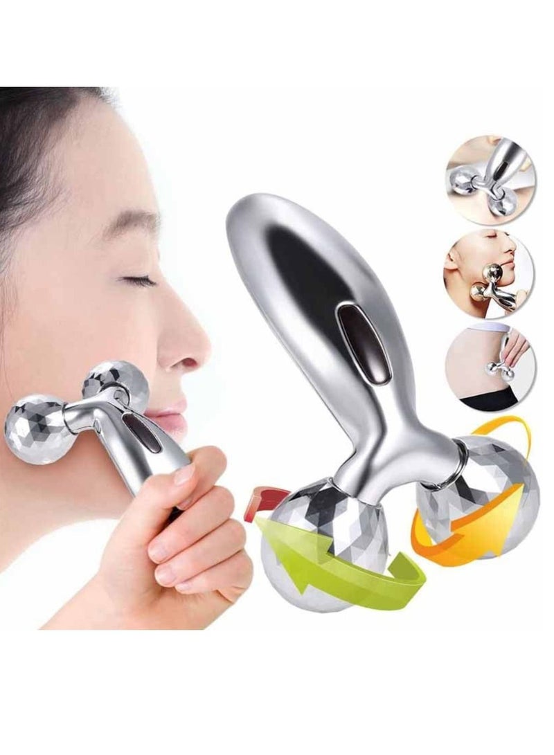 DIGI CORE The Wowdrobe 3D Massager Roller 360 Rotate Silver Thin Face Full Body Sha pe | Lifting Wrinkle Remover Facial Massage Relaxation Tool For Men And Women - Image 1