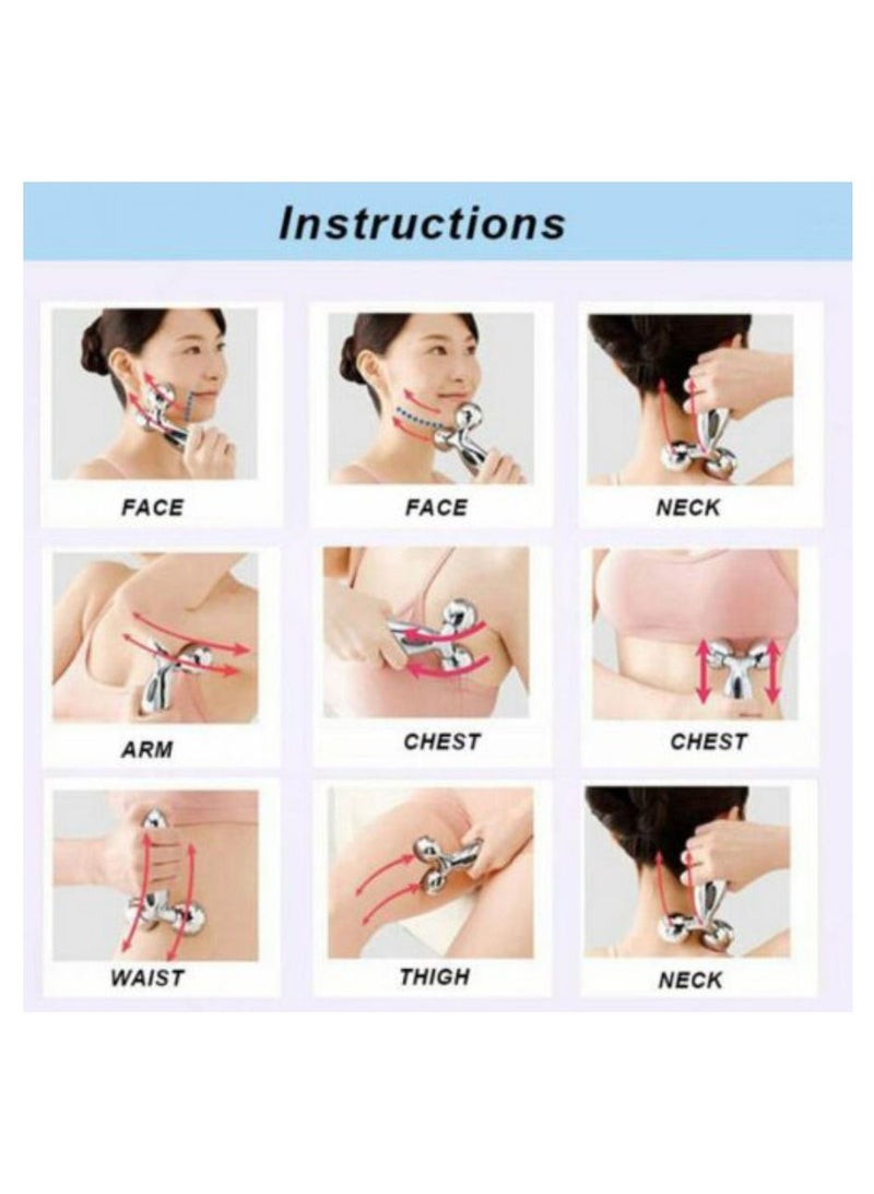 DIGI CORE The Wowdrobe 3D Massager Roller 360 Rotate Silver Thin Face Full Body Sha pe | Lifting Wrinkle Remover Facial Massage Relaxation Tool For Men And Women - Image 4