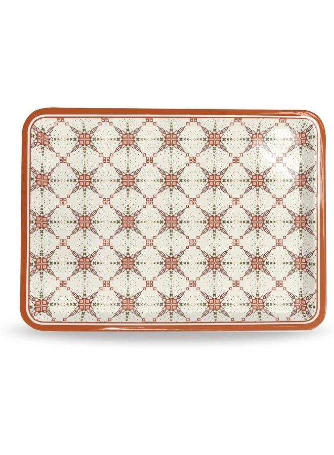 Servewell HARMONY MELAMINE MELAMINE COMFORT TRAY LRG 35.7 * 25.8 * 1.9CM ORANGE RED STAR STYLE DECAL 