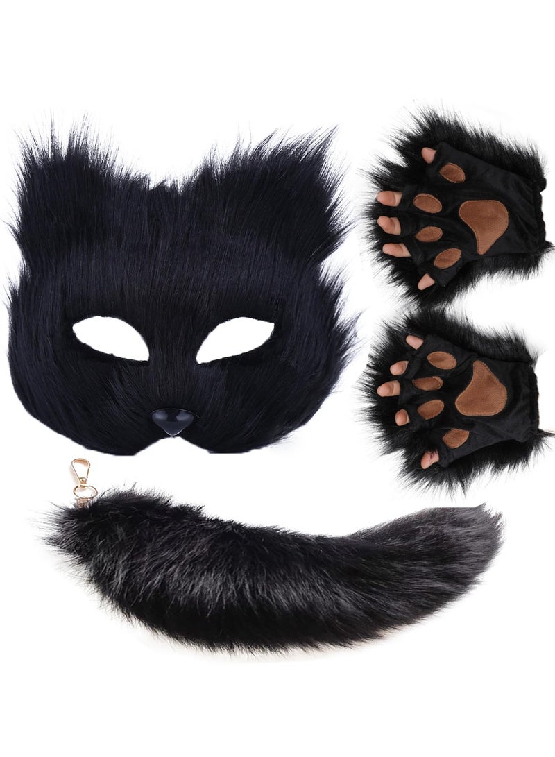 كابتن تيك Therian Mask and Tail Set for Girls Cat Cosplay Fox Wolf - Image 1
