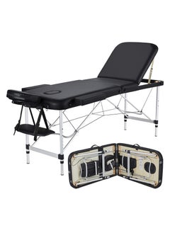 ETG Massage Tables Portable Lash Bed for Eyelash Extensions Aluminium Tattoo Table Height Adjustable Spa Bed Lightweight with Non-Woven Bag, Black 186*60*82cm  - Image 1