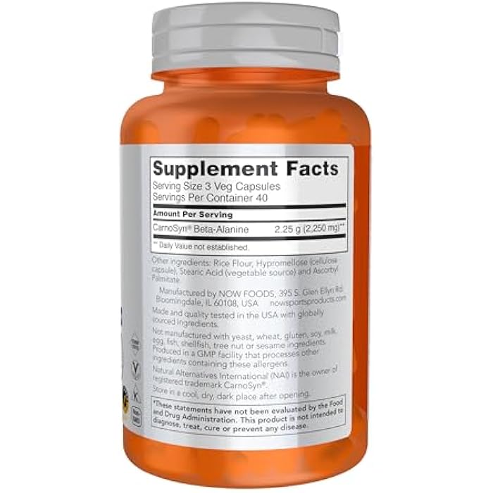 now Sports Nutrition, Beta-Alanine 750 mg, Delays Muscle Fatigue*, Endurance*, 120 Veg Capsules - Image 2