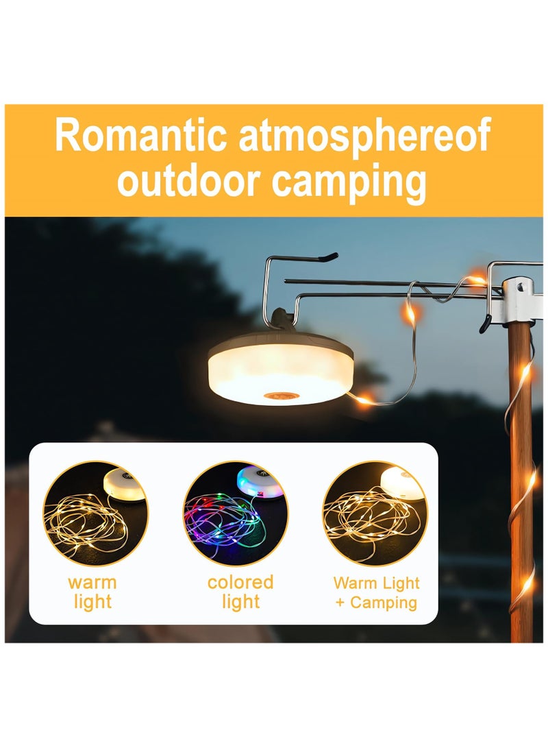 SOLARAE Camping String Lights, Rechargeable & Stowable Outdoor String Lights with 8 Lighting Mode, 32.8ft Portable and Waterproof LED Fairy String Lights for Camping Yard Hiking, Type-C Quick Storage - Image 4