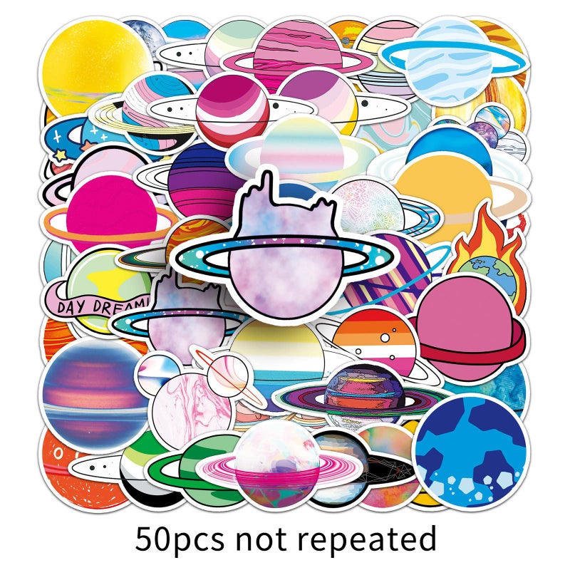 50 INS wind personality galaxy planet cartoon graffiti stickers luggage notebook stationery creative stickers 50 Planets -290 