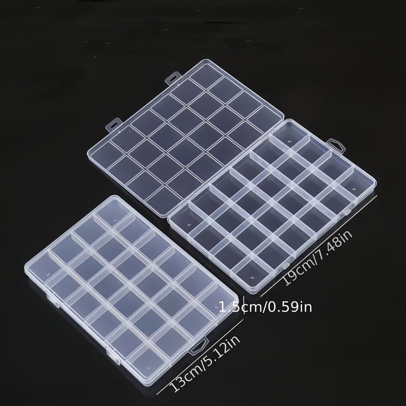 4pcs Clear Plastic Multi Grid Storage Box Jewelry Bead Organizer With Safety Cover - Image 5