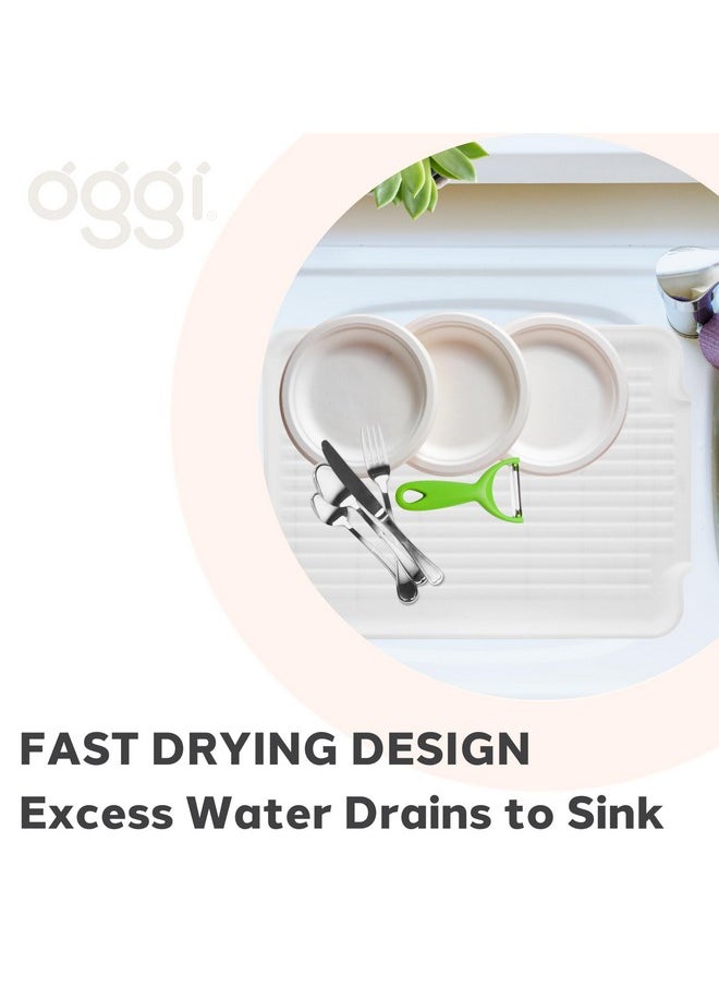Oggi - Oggi Dish Drain Board & Drying Rack Tray for Kitchen - Ideal Rigid Drainboard, Dish Drainer Tray, Dish Drain Boards for Kitchen Counter, 12.75 x 17.25 - White - Image 1