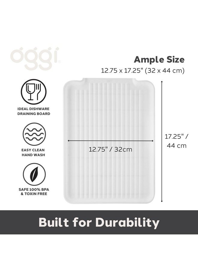 Oggi - Oggi Dish Drain Board & Drying Rack Tray for Kitchen - Ideal Rigid Drainboard, Dish Drainer Tray, Dish Drain Boards for Kitchen Counter, 12.75 x 17.25 - White - Image 1
