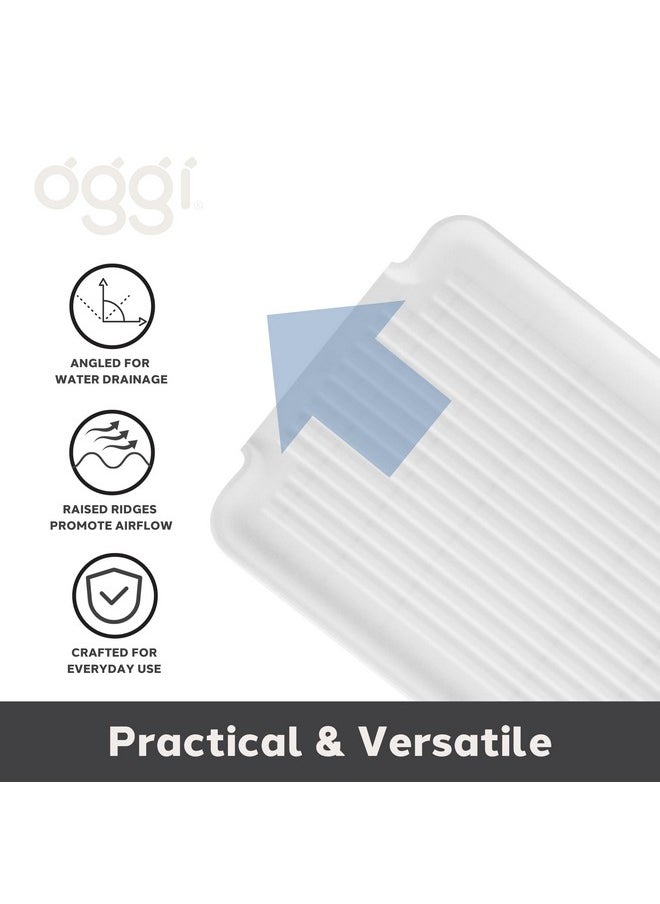 Oggi - Oggi Dish Drain Board & Drying Rack Tray for Kitchen - Ideal Rigid Drainboard, Dish Drainer Tray, Dish Drain Boards for Kitchen Counter, 12.75 x 17.25 - White - Image 1