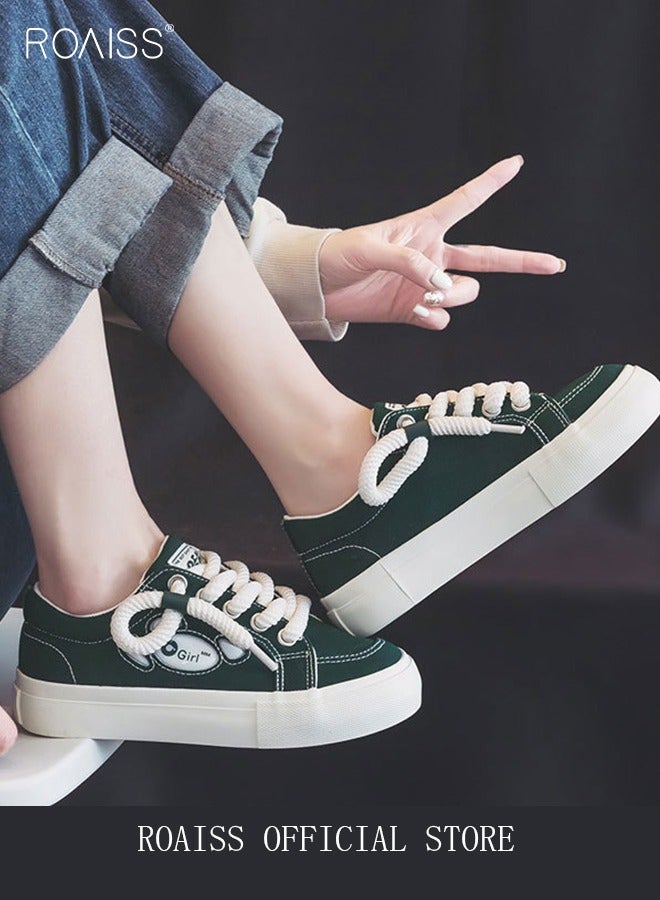 رويس أحذية نسائية كلاسيكية من القماش، أحذية برباط منخفضة، أحذية رياضية غير رسمية متعددة الاستخدامات للسيدات، أحذية مسطحة مريحة بنعل مانع للانزلاق، مناسبة للارتداء اليومي والأنشطة الخارجية - Image 1