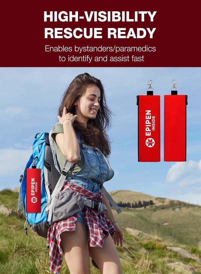 WIBOND EpiPen Carry Case for 2 EpiPens Insulated, Double Sided Emergency Printing Epipen Holder Bag with Carabiner, Waterproof Travel Epipen Case for Asthma, Allergies, Sports & Outdoor Emergencies (Red) - Image 4