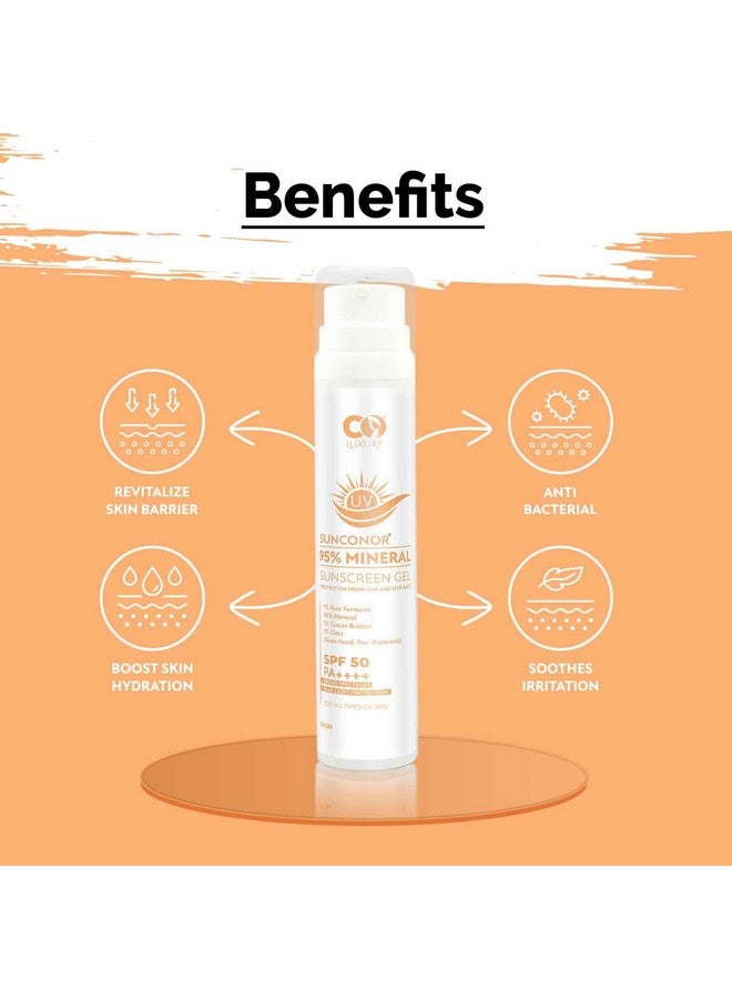 CO LUXURY SPF 50 PA++++ 95% Mineral Sunscreen | Water Resistant Upto 8 hours | Non-greasy | Lightweight | No White Cast | Broad spectrum | Dermatologist Prescribed | For Sensitive skin |50gm - Image 3