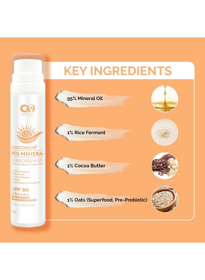 CO LUXURY SPF 50 PA++++ 95% Mineral Sunscreen | Water Resistant Upto 8 hours | Non-greasy | Lightweight | No White Cast | Broad spectrum | Dermatologist Prescribed | For Sensitive skin |50gm - Image 4