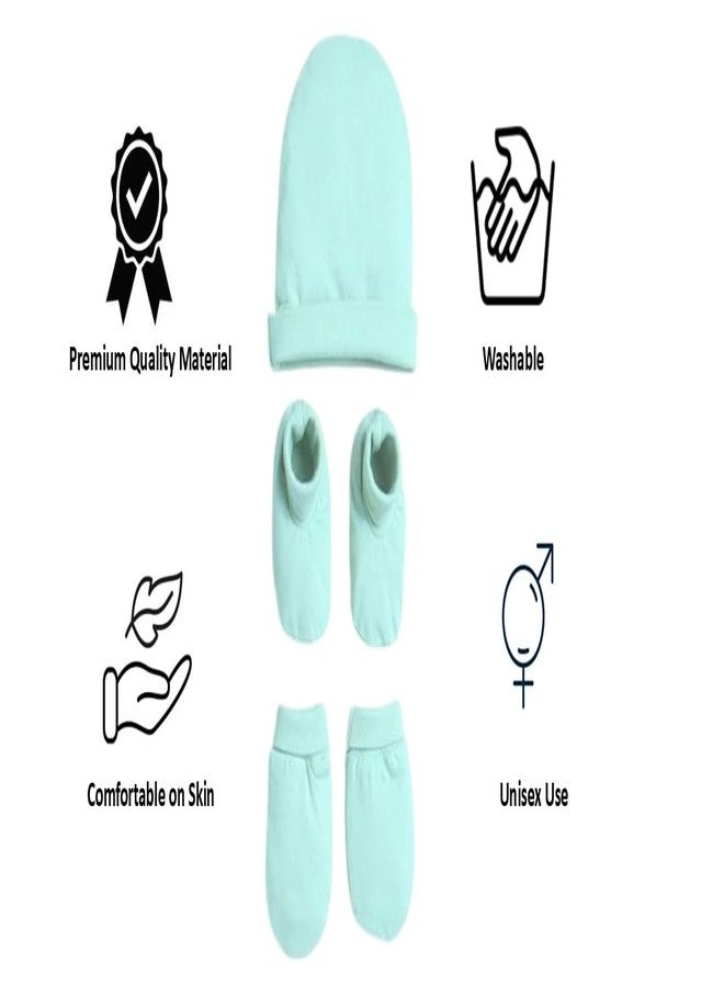 aRIC Clothing set for Baby Boy & Girl |1 Pair Mitten |1 Pair Bootie |1 Cap New Born baby Cloth (Pack of 3 Item) (Green) - Image 5