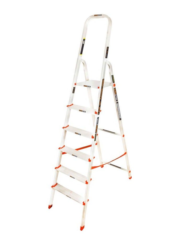 Eurostar Lightweight & Strong 6 Steps ladder for home With Anti Slip Shoes Aluminium Ladder  (With Platform)  - Image 1