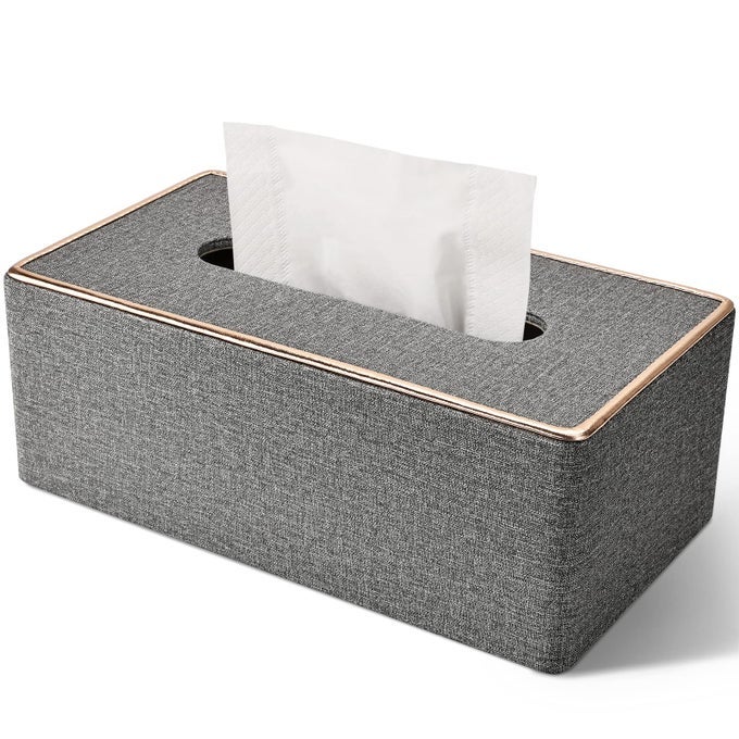 TISSUE BOX COVER RECTANGULAR PU LEATHER TISSUE BOX HOLDER FOR KLEENEX NAPKINTISSUE BOX COVERS RECTANGLE FOR BATHROOM CAR HOME OFFICE DECORATIVE 984X563X453 GREY