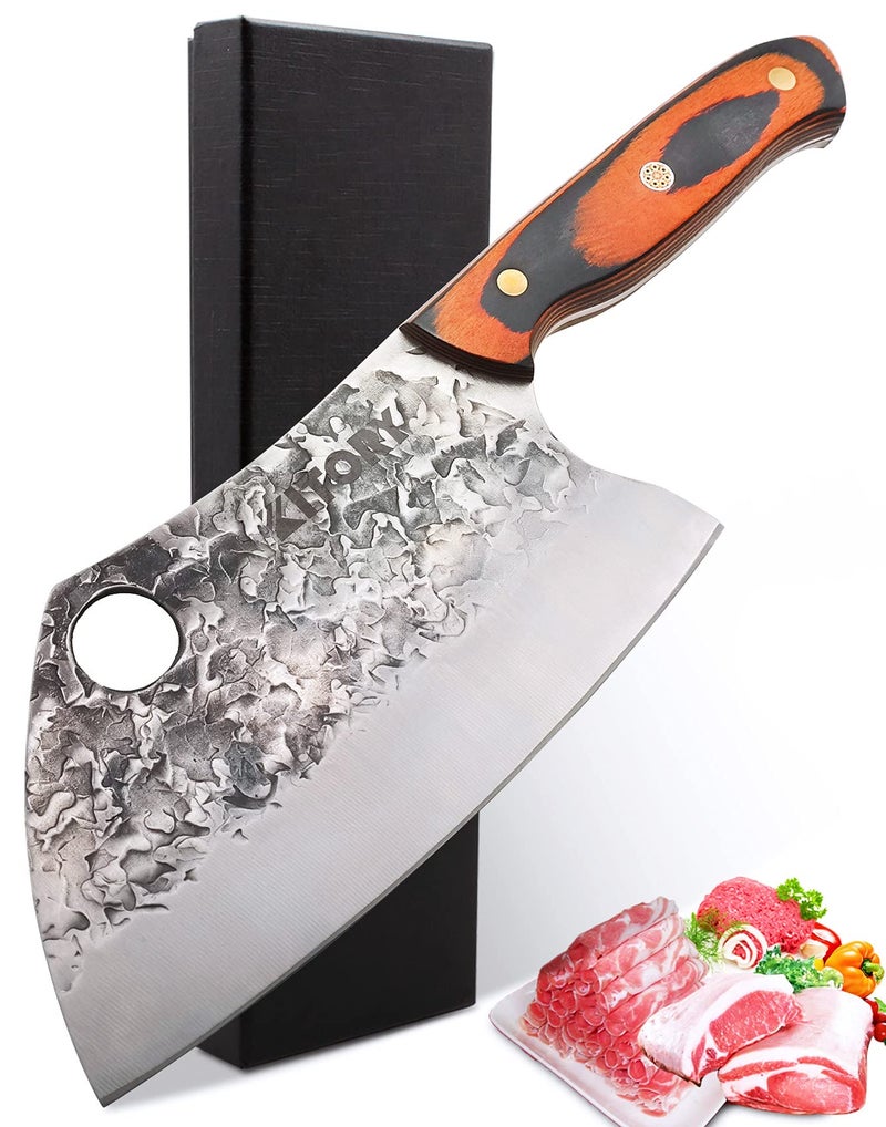 Kitory Serbian Chef Knife Meat Cleaver Forged Butcher Chopping Kitchen Knife Full Tang High Carbon Steel Mosaic Rivet Pakkawood Handle for HomeRestaurant 2025 Gifts