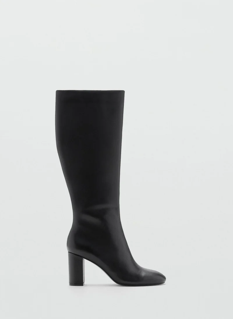 MANGO Harrison With Tall Leg Leather Boots
