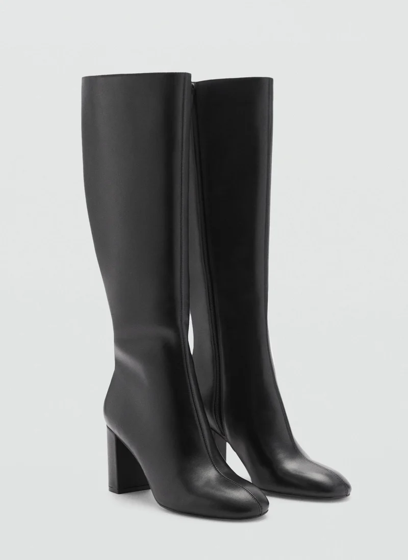 MANGO Harrison With Tall Leg Leather Boots