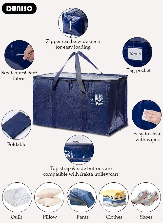 DUNISO 2 Pack Moving Bags with Backpack Straps,Heavy Duty Moving Storage Tote Bags with Tag Port, Moving Boxes & Storage Bins Alternative, Packing Supplies, Camping Accessories Totes for Storage, Dorm Room Essentials Storage Bags  - Image 2