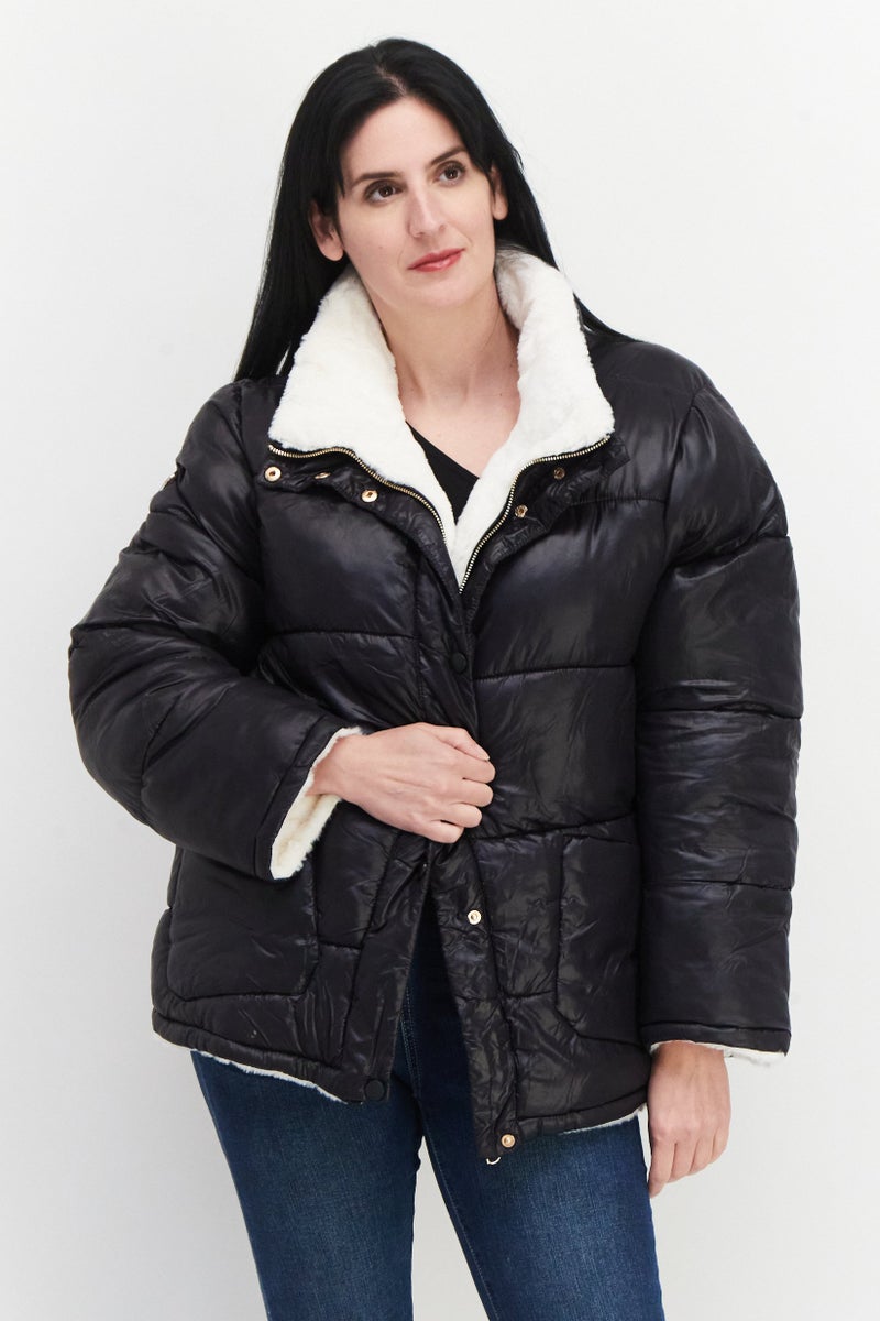 Jessica Simpson Women Plain Puffer Jacket, Black - Image 1