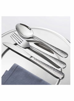 Y&D Stainless Steel Flatware Silverware Set, Hammered Design Knife Fork Spoon Set for Home Camping Party, Dishwasher Safe, 16 Pieces  - Image 2