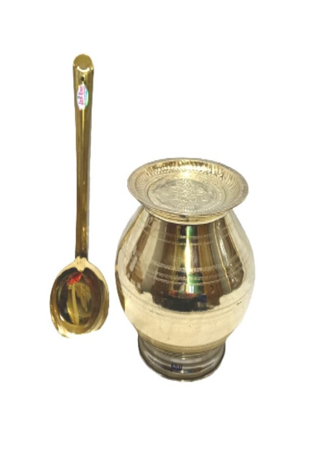 Brass PONGAL Pot Set, Brass PONGAL URULI Set, Brass PONGAL PAANAI Set, with PONGAL KARANDI and Plate (3.5LITRE) - Image 3