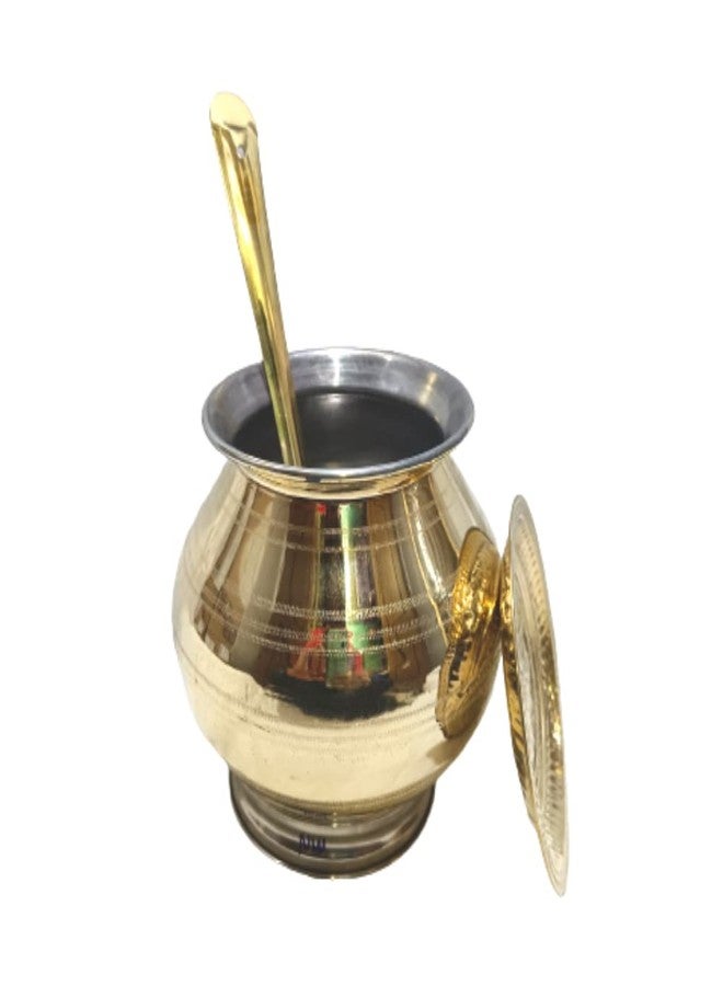 Brass PONGAL Pot Set, Brass PONGAL URULI Set, Brass PONGAL PAANAI Set, with PONGAL KARANDI and Plate (3.5LITRE) - Image 2