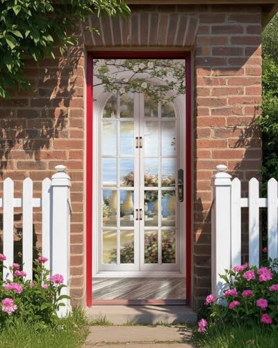 FLFK Door Sticker - Peel and Stick Door Mural, Removable Self-Adhesive European Style Arch Wallpaper for Home Decor, 30.3" W x 78.7" L, Set of 2 Sheets - Image 3