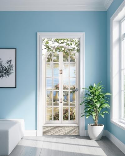FLFK Door Sticker - Peel and Stick Door Mural, Removable Self-Adhesive European Style Arch Wallpaper for Home Decor, 30.3" W x 78.7" L, Set of 2 Sheets - Image 5