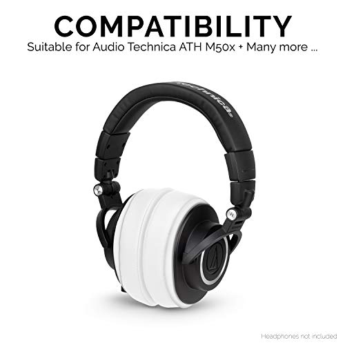 Brainwavz Replacement Earpads for ATH M50X, M50BT, Steelseries Arctis, Pro Wireless & Stealth 600, HyperX Cloud, AKG, SHURE, Philips & Many More Headphones, Memory Foam Ear Pad Cushions, White Oval - Image 2