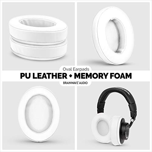 Brainwavz Replacement Earpads for ATH M50X, M50BT, Steelseries Arctis, Pro Wireless & Stealth 600, HyperX Cloud, AKG, SHURE, Philips & Many More Headphones, Memory Foam Ear Pad Cushions, White Oval - Image 3