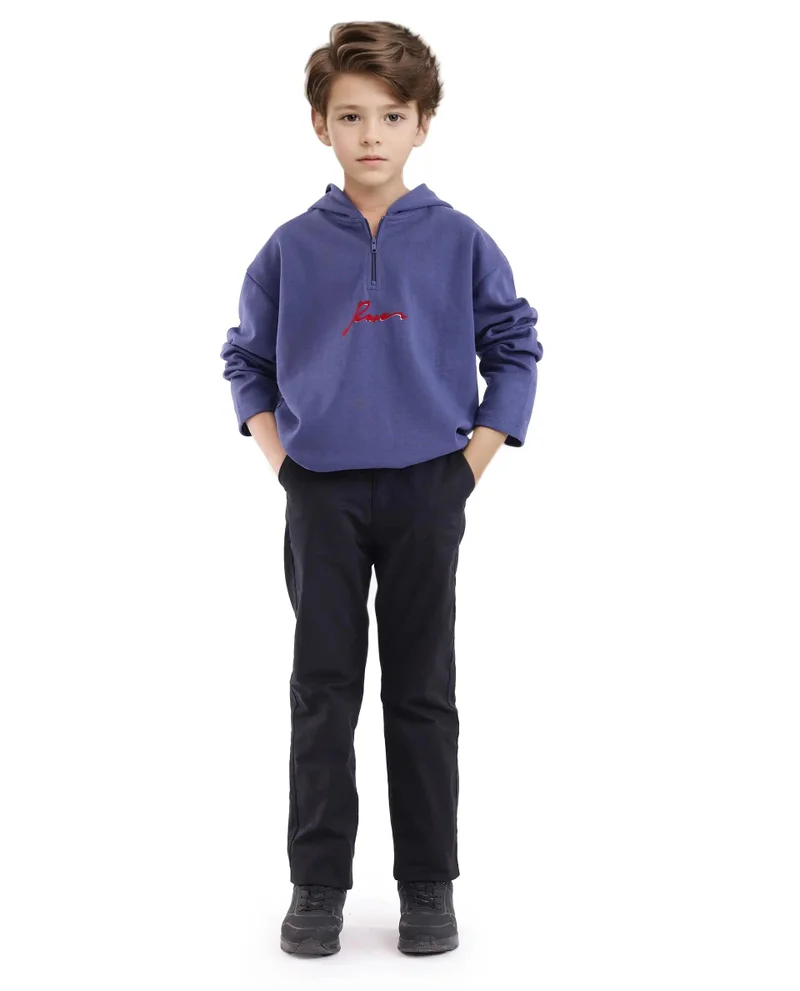 رير ونز Rare Ones Kids Kanzy Navy Cotton Poly Full Sleeve Flock Print Sweatshirt