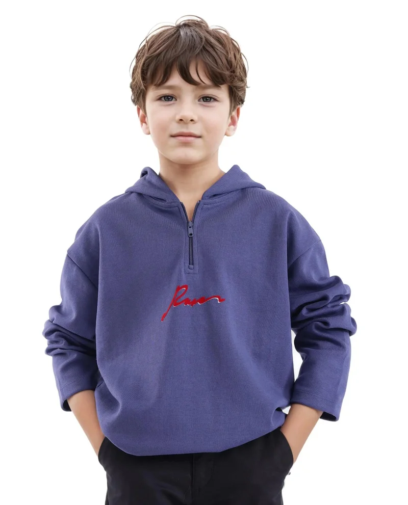رير ونز Rare Ones Kids Kanzy Navy Cotton Poly Full Sleeve Flock Print Sweatshirt