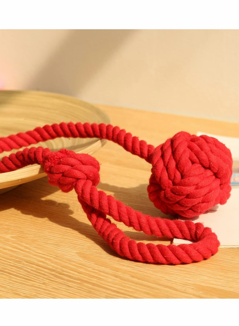 Excefore Curtain Tiebacks Curtain Holdbacks Curtain Ties with Big Woven Ball Outdoor Curtain Tiebacks Cotton Hand Woven Curtain Rope tiebacks Decorative Tie Backs for Drapes (Red 2) - Image 5