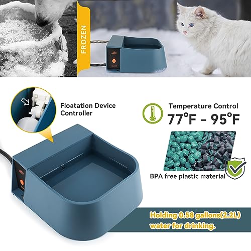 PETLESO Automatic Heated Water Bowl for Dogs Cats, Outdoor Heated Dog Bowl with Auto Fill, 2L Winter Heating Waterer Provide Drinkable Water for Chickens, Rabbits, Birds, Goats, Feral Animal - Image 2