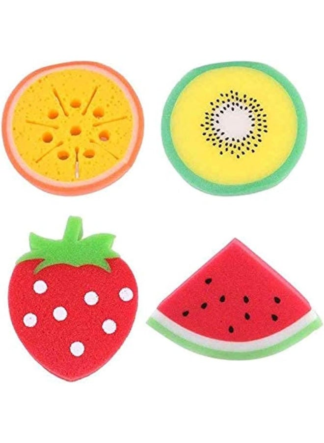 Baby Station Children Fruit Shaped Cleaning Sponge Bath Ball Soft Shower Sponge (Pack of 2 Fruit Shape) - Image 1