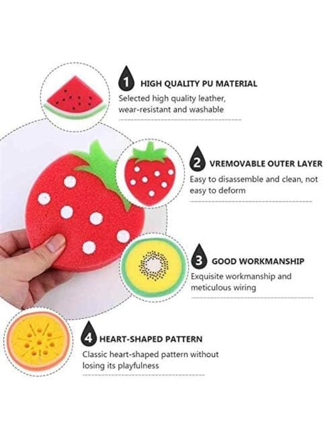 Baby Station Children Fruit Shaped Cleaning Sponge Bath Ball Soft Shower Sponge (Pack of 2 Fruit Shape) - Image 5