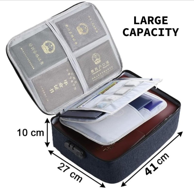 PEISAINOX PEISAINOX Waterproof Document Organizer Bag with Lock Storage Bag Holder Bag Travel Pouch Bag for Certificate Multilayer File Holder for Office Home Files Bank Cards  - Image 3