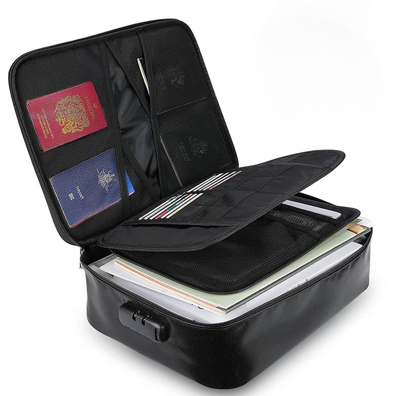 PEISAINOX PEISAINOX Waterproof Document Organizer Bag with Lock Storage Bag Holder Bag Travel Pouch Bag for Certificate Multilayer File Holder for Office Home Files Bank Cards  - Image 1