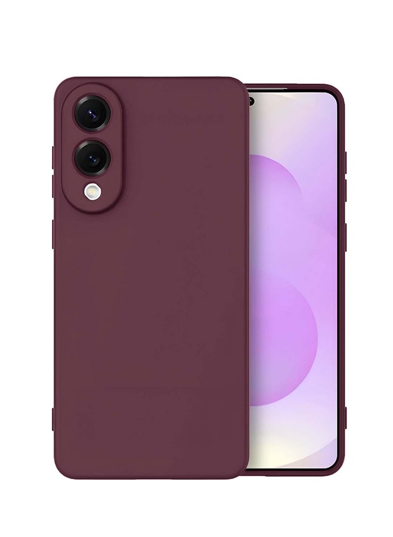 Wtech Samsung Galaxy S25 Edge 5G 2025 Premium Soft Liquid Silicone Case Cover - Maroon - Image 1