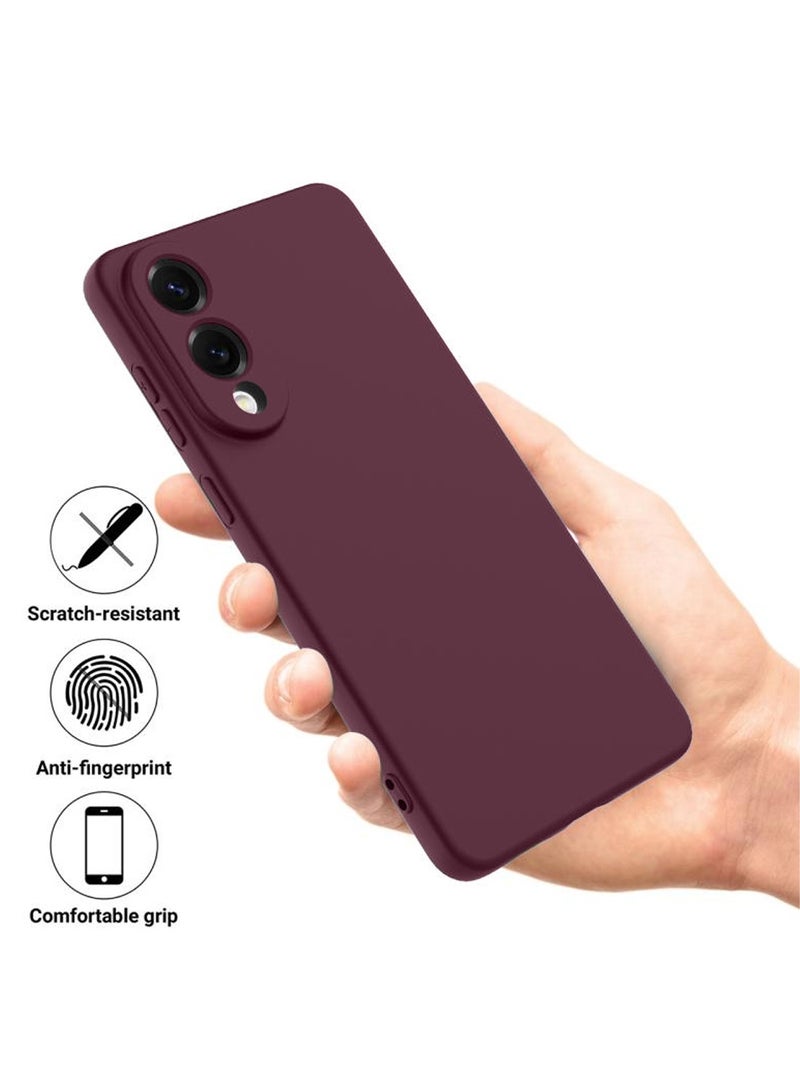 Wtech Samsung Galaxy S25 Edge 5G 2025 Premium Soft Liquid Silicone Case Cover - Maroon - Image 2