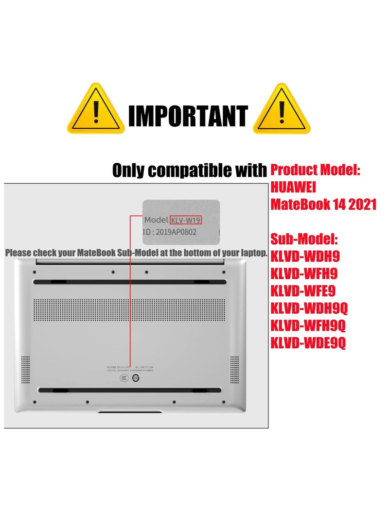 Compatible with Huawei Mate Book 14 Case 2023 2022 2021 Plastic Hard Shell Protective Carrying Laptop Case Cover for Huawei Matebook 14-inch (Crystal Clear) - Image 2