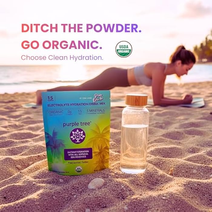 Purple Tree Organic Electrolyte Hydration Packets – Pina Colada Flavor, Sugar-Free Liquid Hydration Sticks for Rapid Rehydration, Daily Electrolyte Drink Mix for Dehydration Relief, 15 To-Go Packs - Image 2