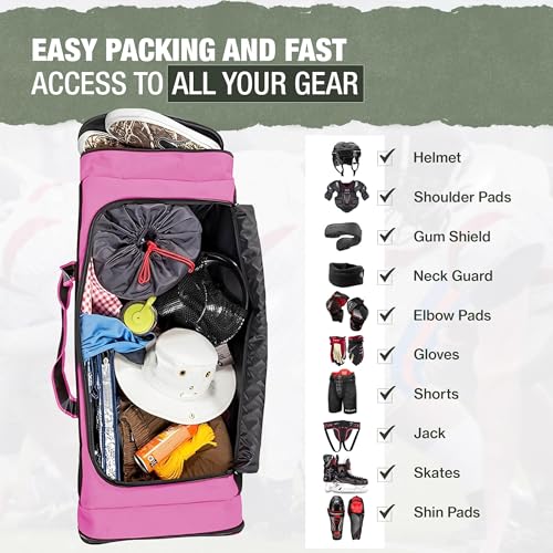 Jetstream 36 Inch Heavy Duty Waterproof 3-Pocket Hockey Bag Pink - Image 5